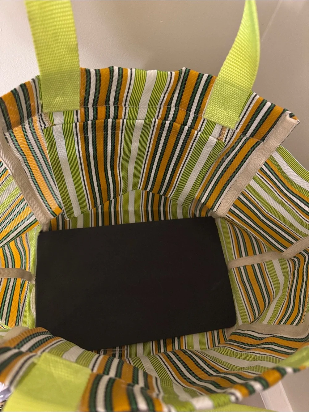 Free People Striped Tote in Lime Green, Yellow and White